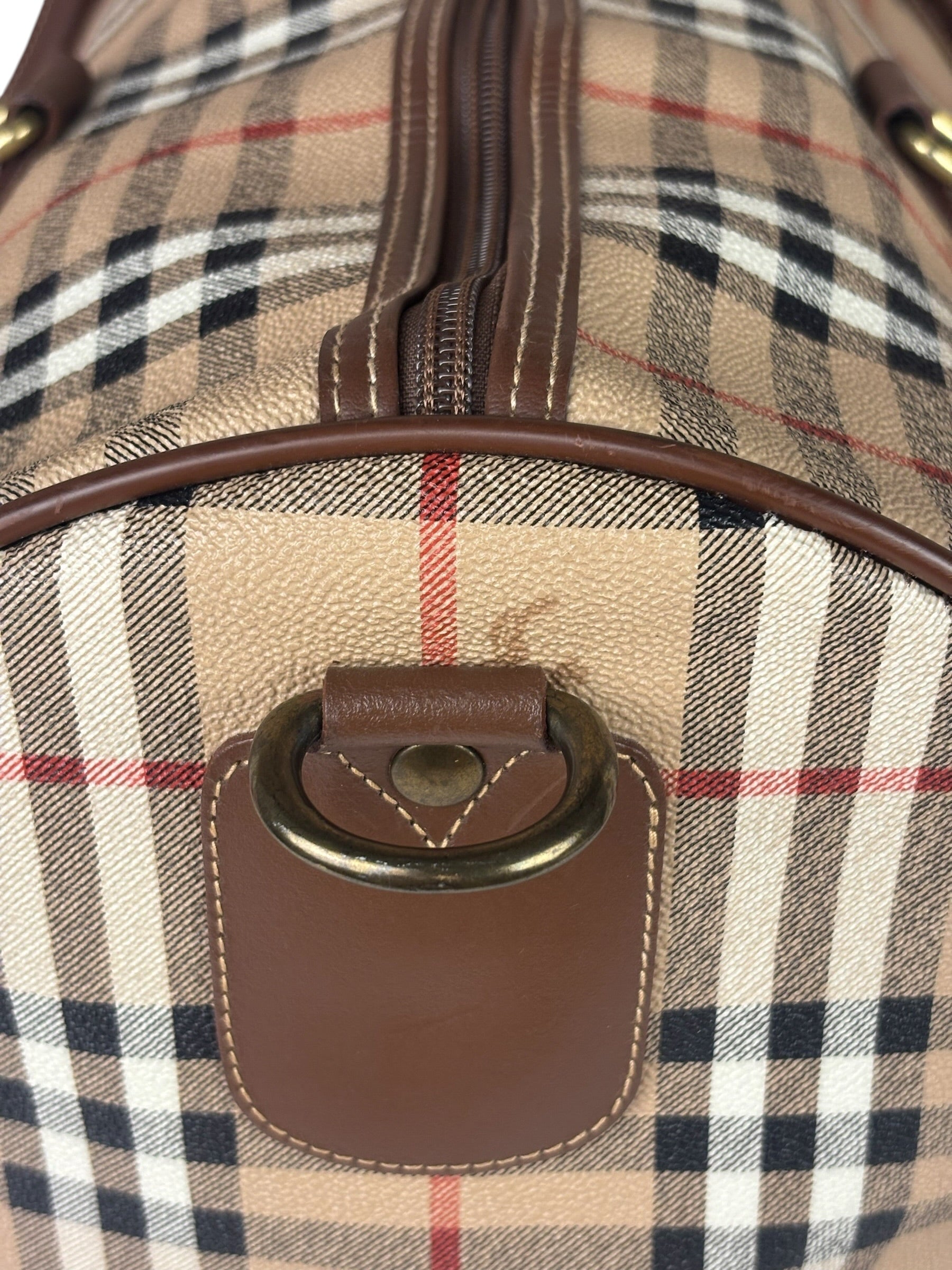Burberry Beige/Brown Leather House Check Boston Bag