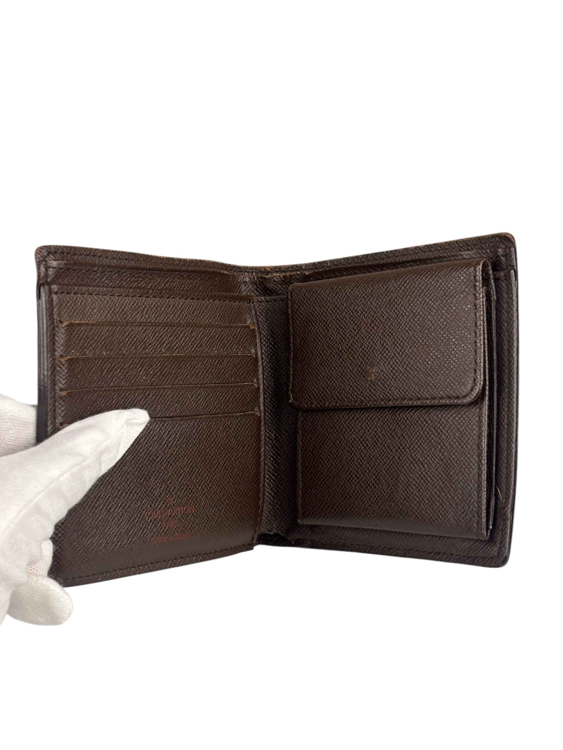 Louis Vuitton Leather Canvas Damier Ebene Wallet