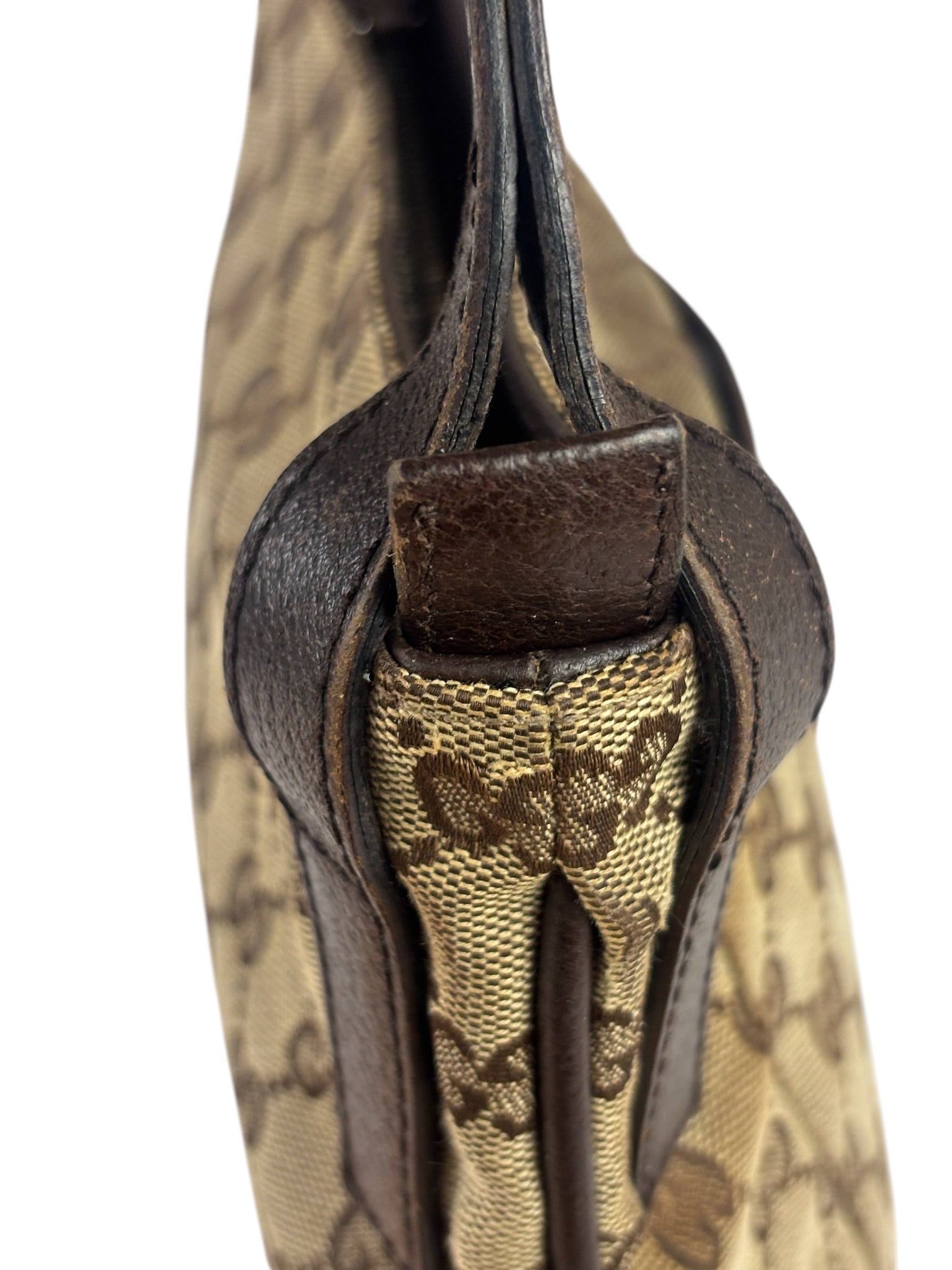 Gucci Brown Leather Trim GG Supreme Messenger Bag