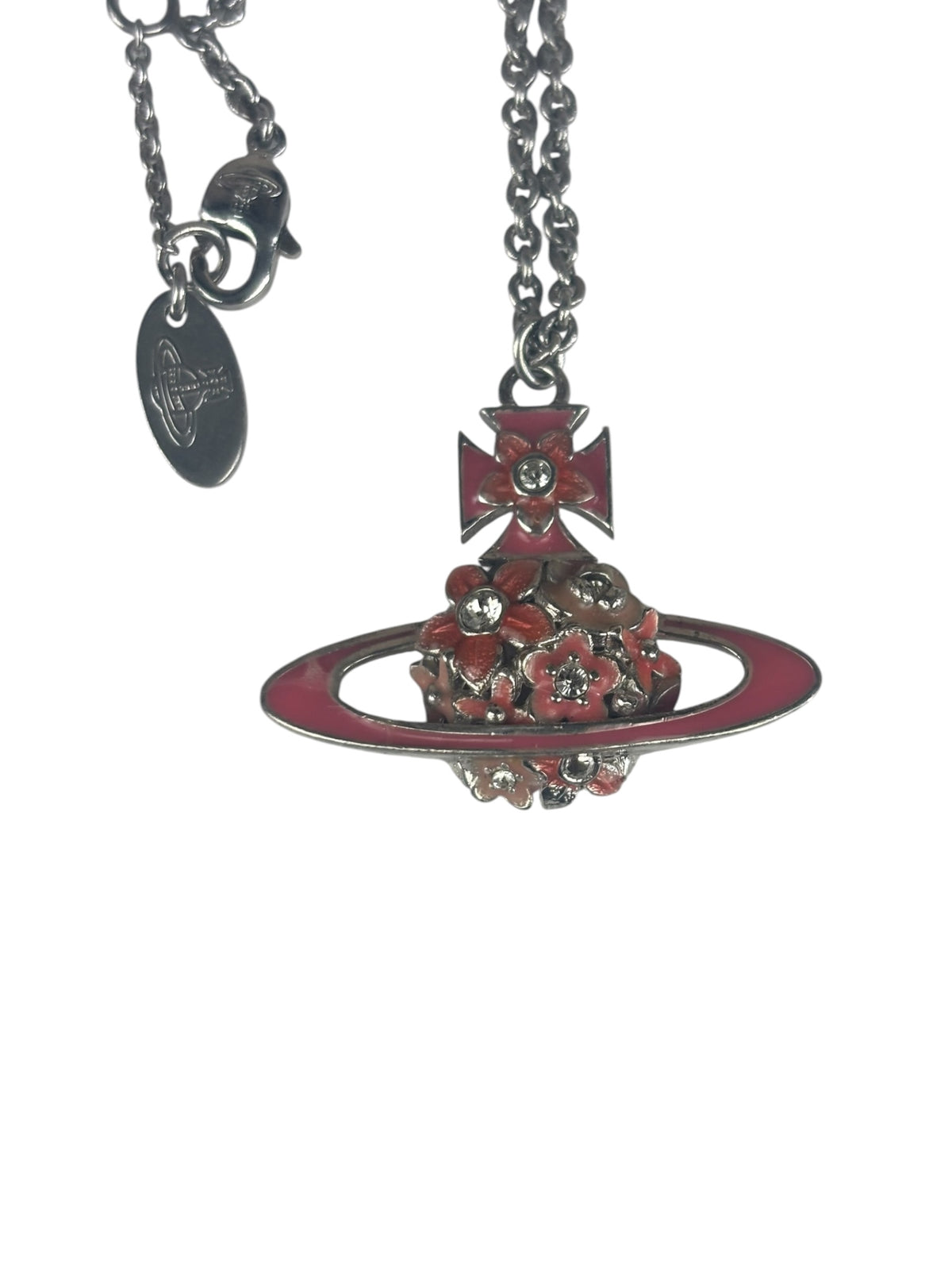 Vivienne Westwood Pink Flower Orb Pendant Necklace