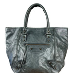 Balenciaga Leather Motocross Muted Teal Sunday Tote