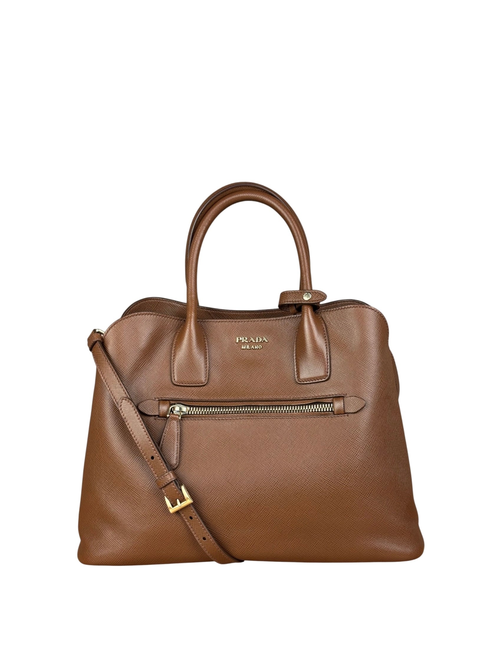 Prada Vintage Brown Leather Top Handle Bag