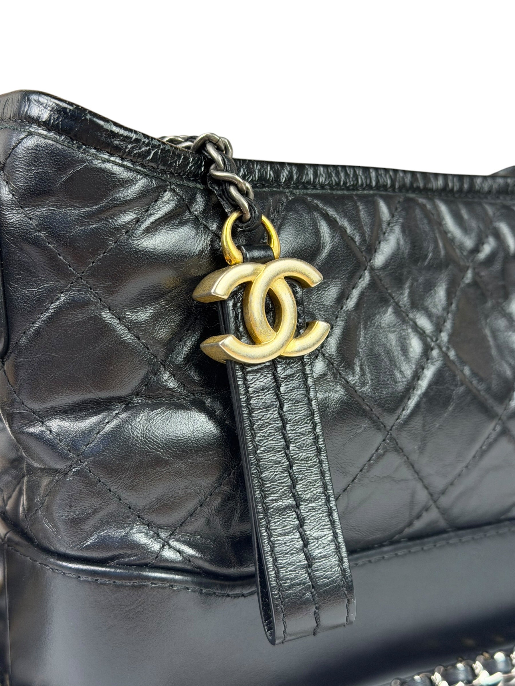 Chanel Black Quilted Leather Small Gabrielle Hobo Bag 2019
