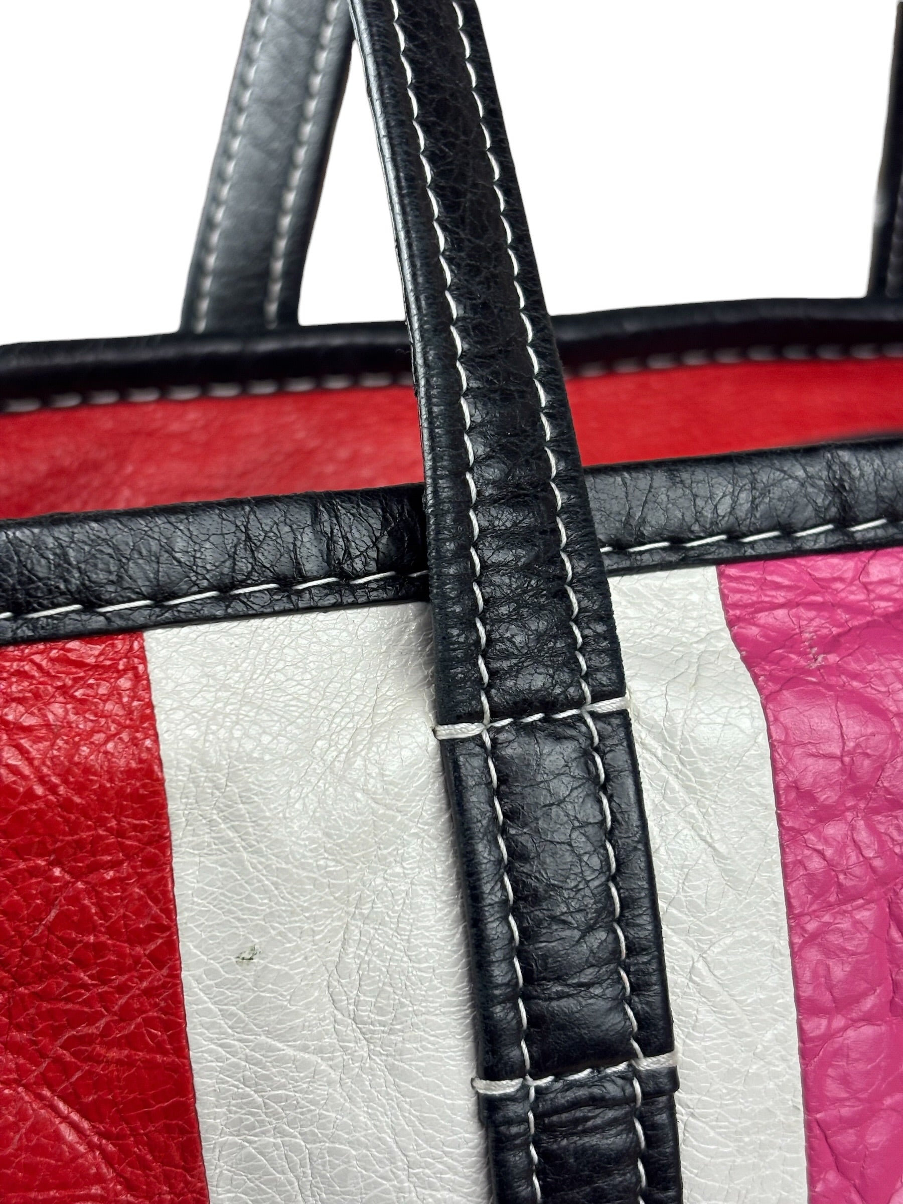 Balenciaga Multi-Color Vertical Stripe Bazar Shopper Two-Way Bag