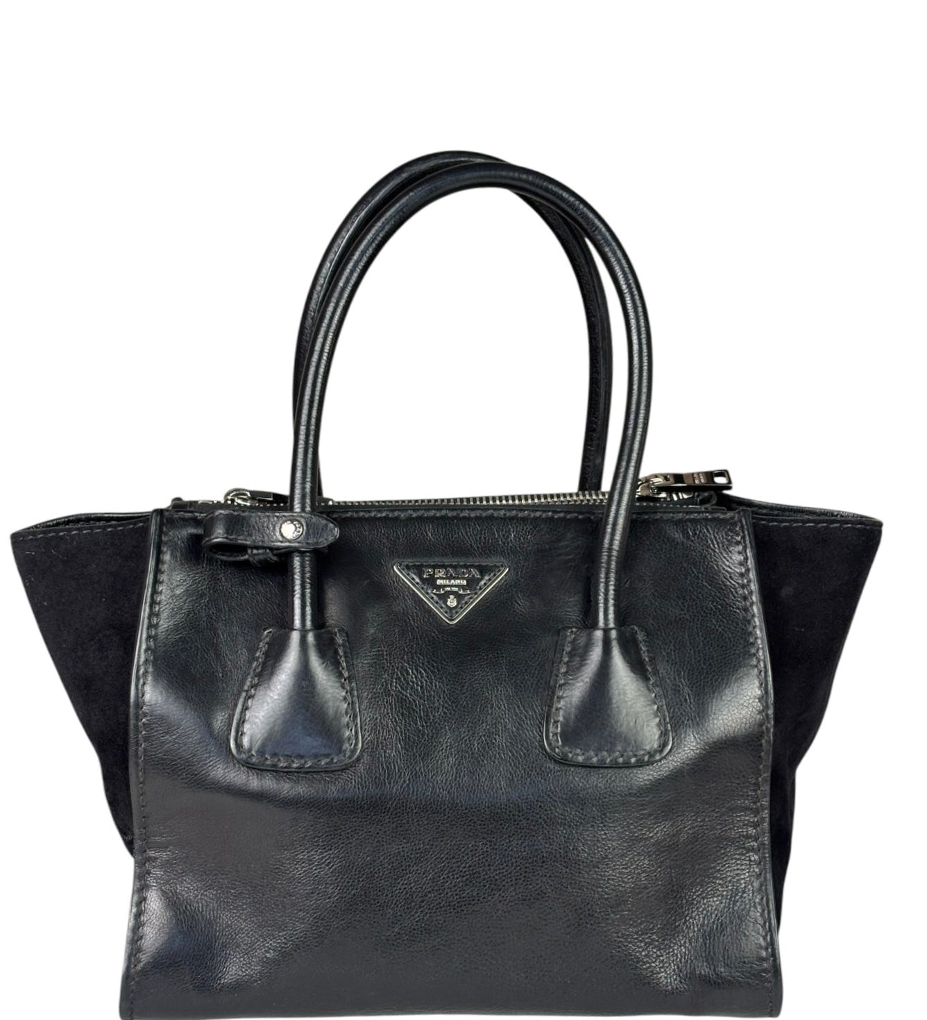 Prada Black Leather/Suede Shoulder Bag