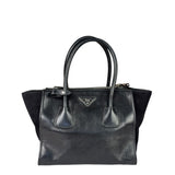 Prada Black Leather/Suede Shoulder Bag
