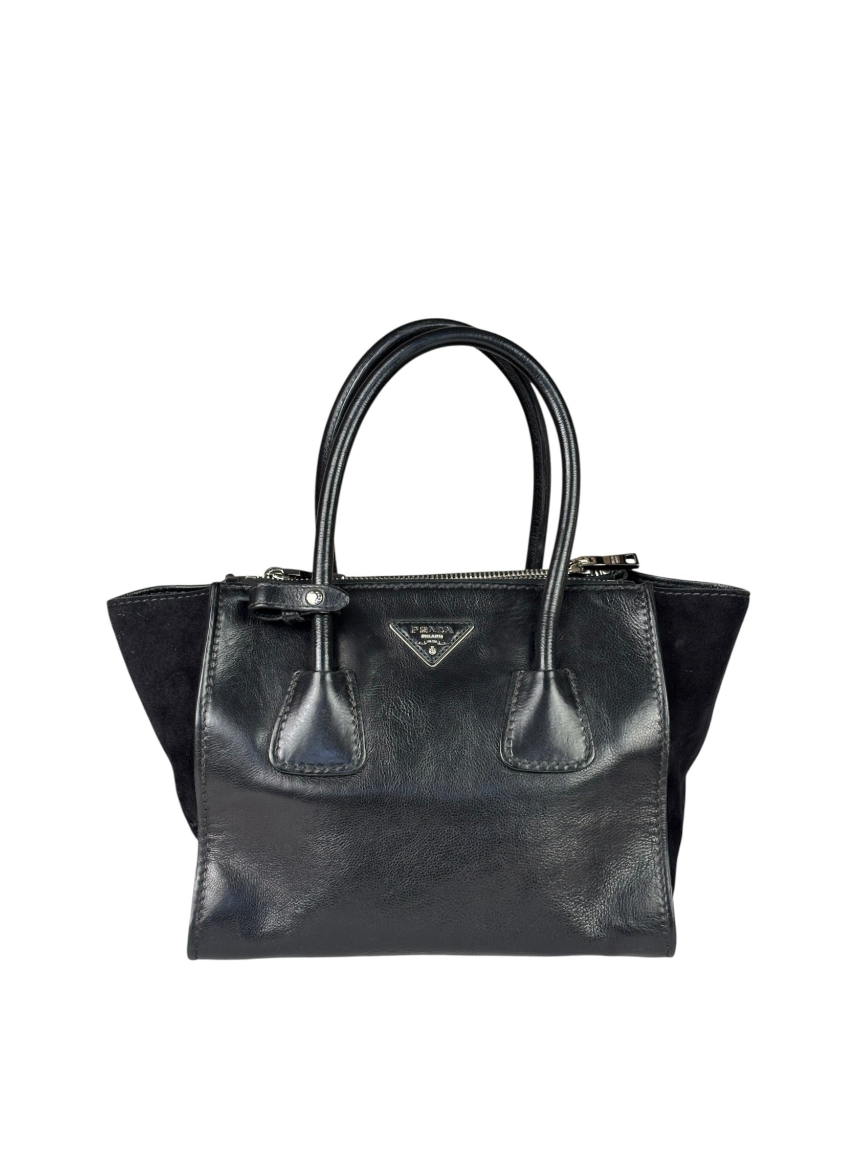 Prada Black Leather/Suede Shoulder Bag