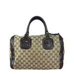 Gucci GG Leather Trim Canvas Techno Boston Handbag