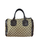 Gucci GG Leather Trim Canvas Techno Boston Handbag