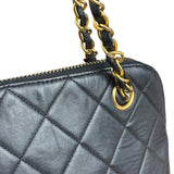 Chanel Vintage Black Leather Shoulder Bag