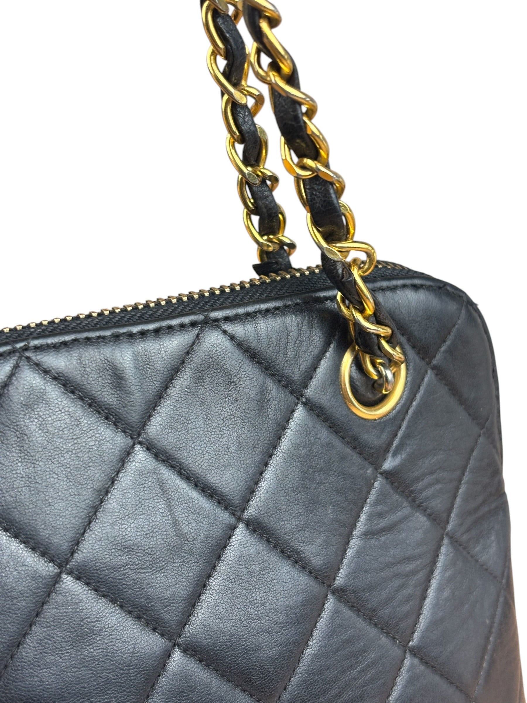 Chanel Vintage Black Leather Shoulder Bag
