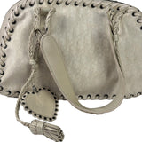 Christian Dior Cream Leather Braided Ethnic Shoulder Bag