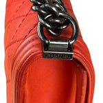 Chanel Red Quilted Double Stitch Boy Bag 2014