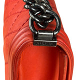 Chanel Red Quilted Double Stitch Boy Bag 2014