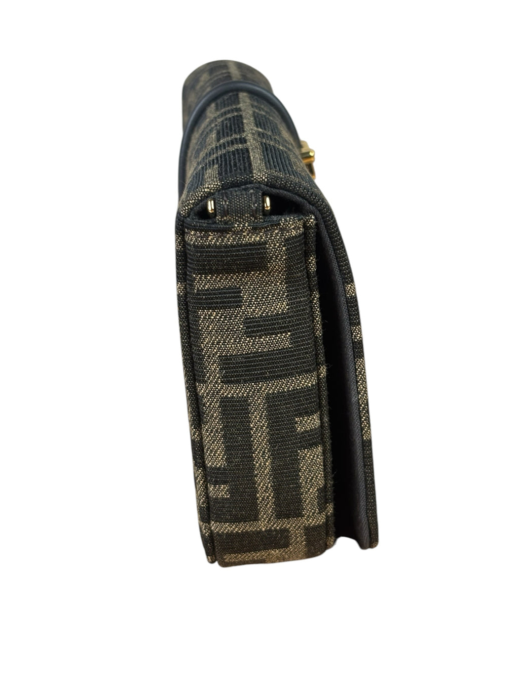 Fendi Brown Leather Trim Zucca Jacquard Fendigraphy Wallet On Chain