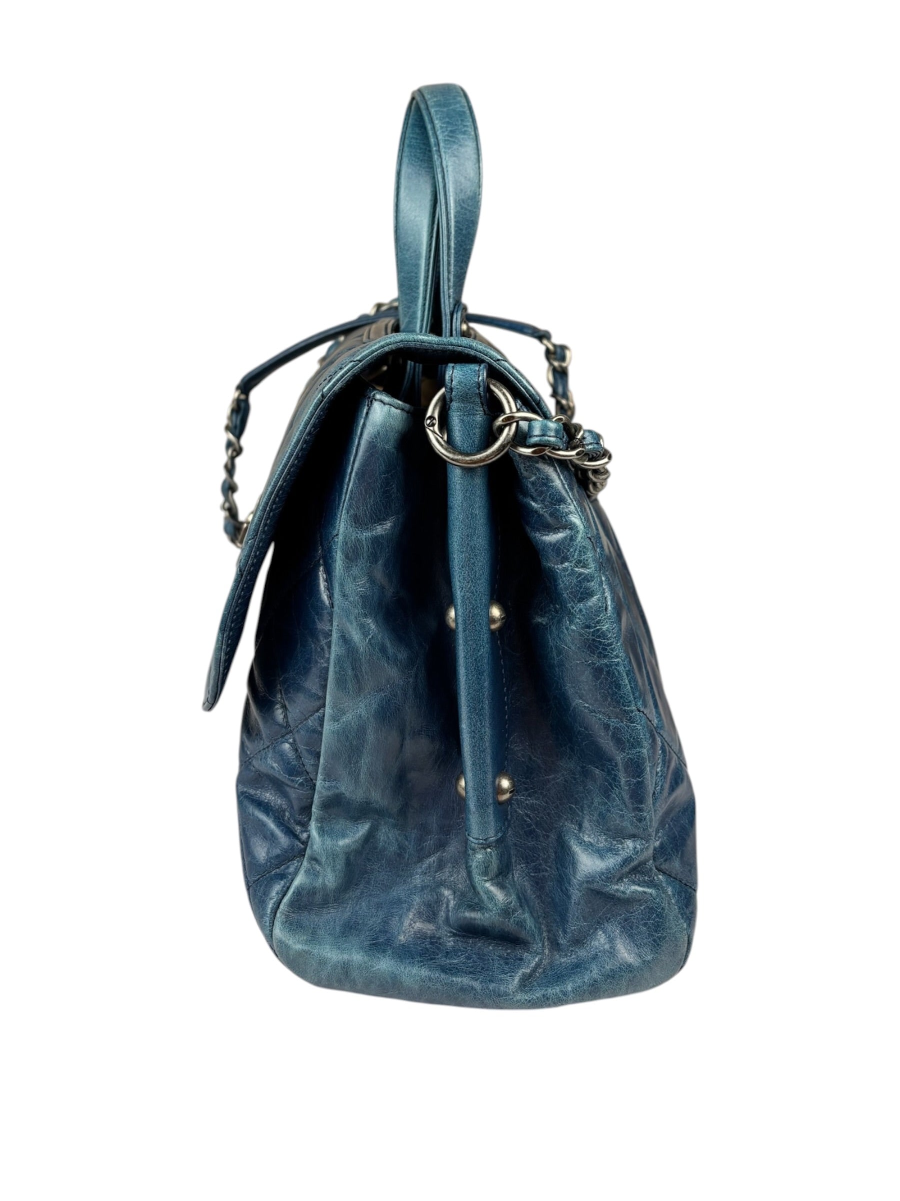 Chanel Blue Quilted Calfskin Large Convertible Boy Two-Way Bag 2012