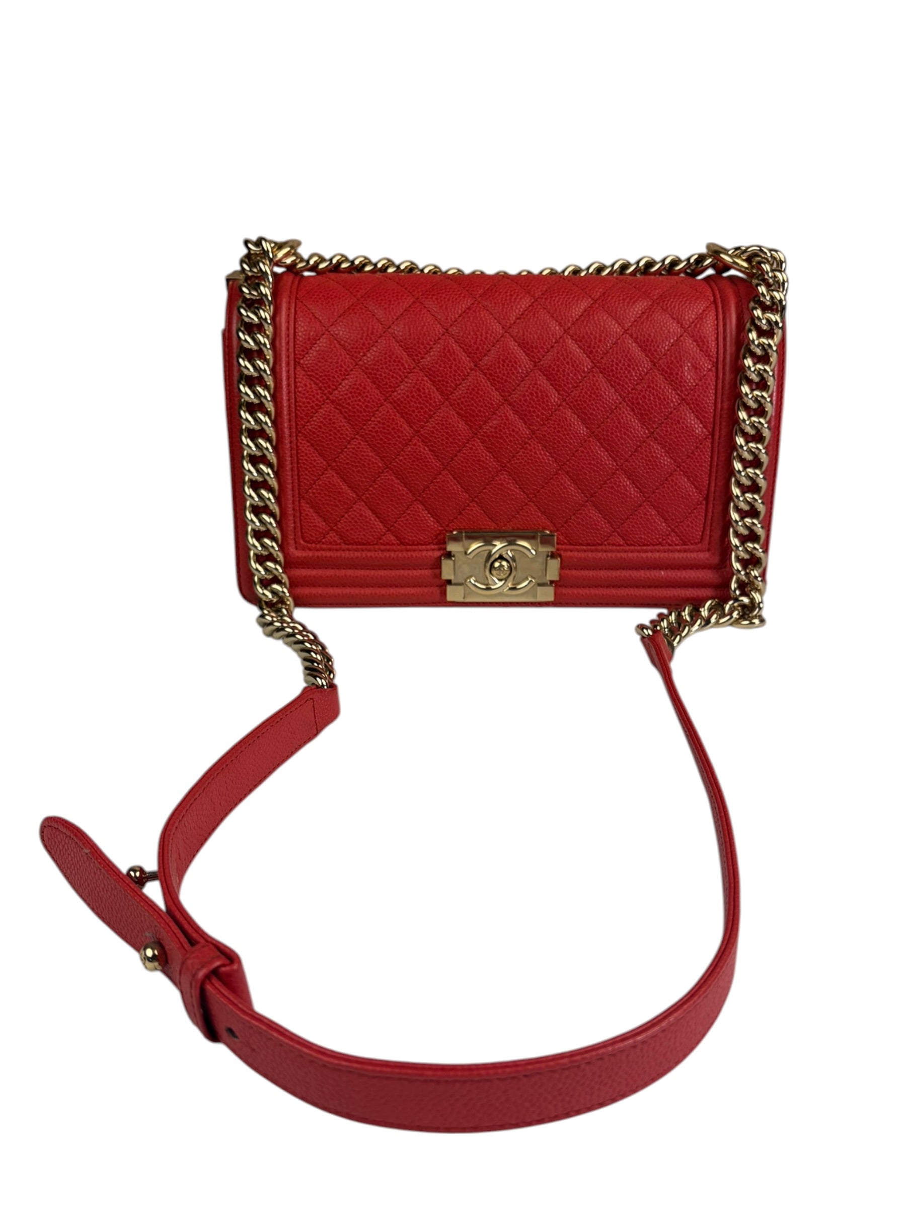 Chanel Red Quilted Caviar Boy Flap Bag 2019