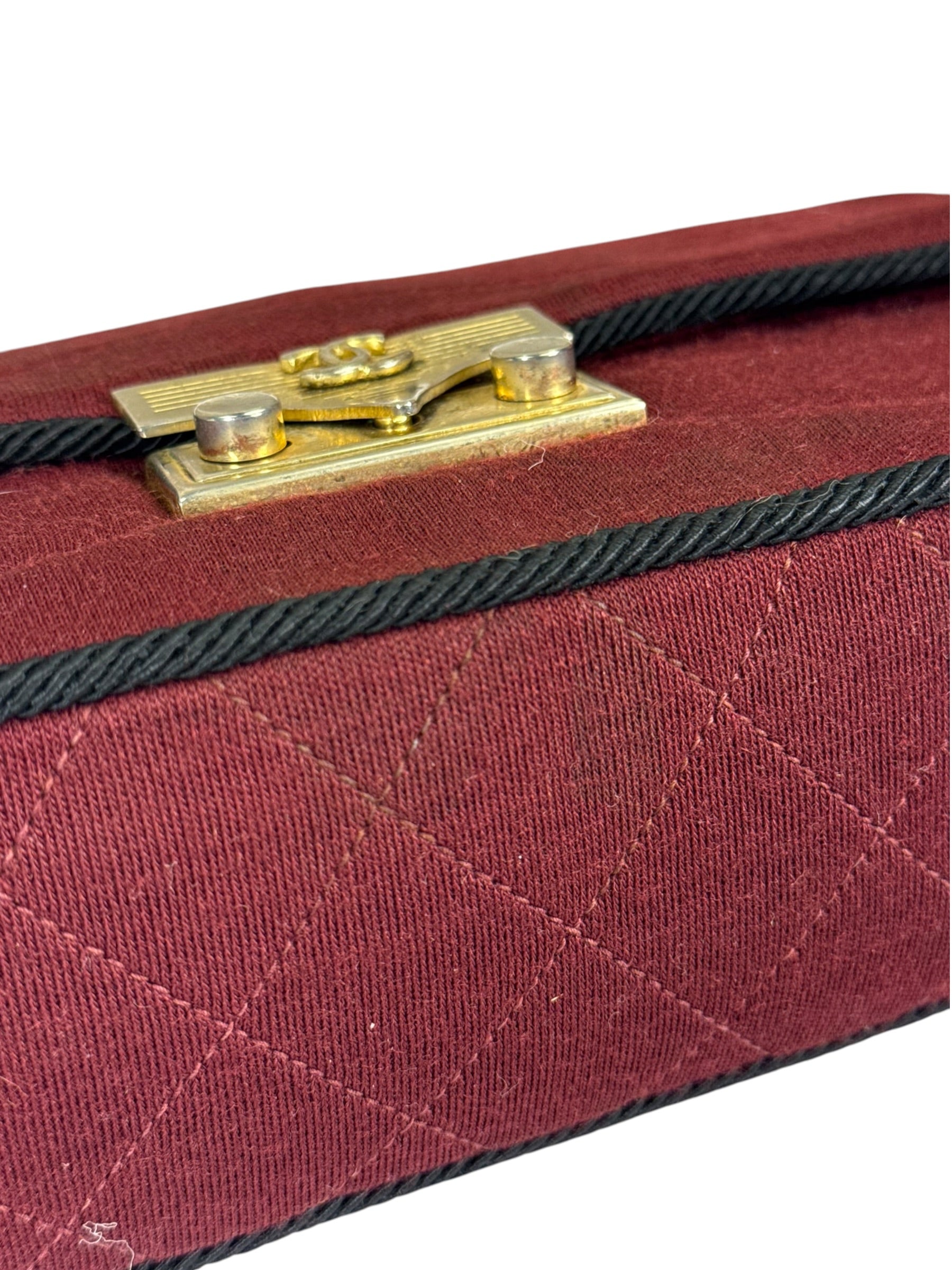 Chanel Vintage Burgundy Cotton Pairs-Seoul Pagoda Flap Bag