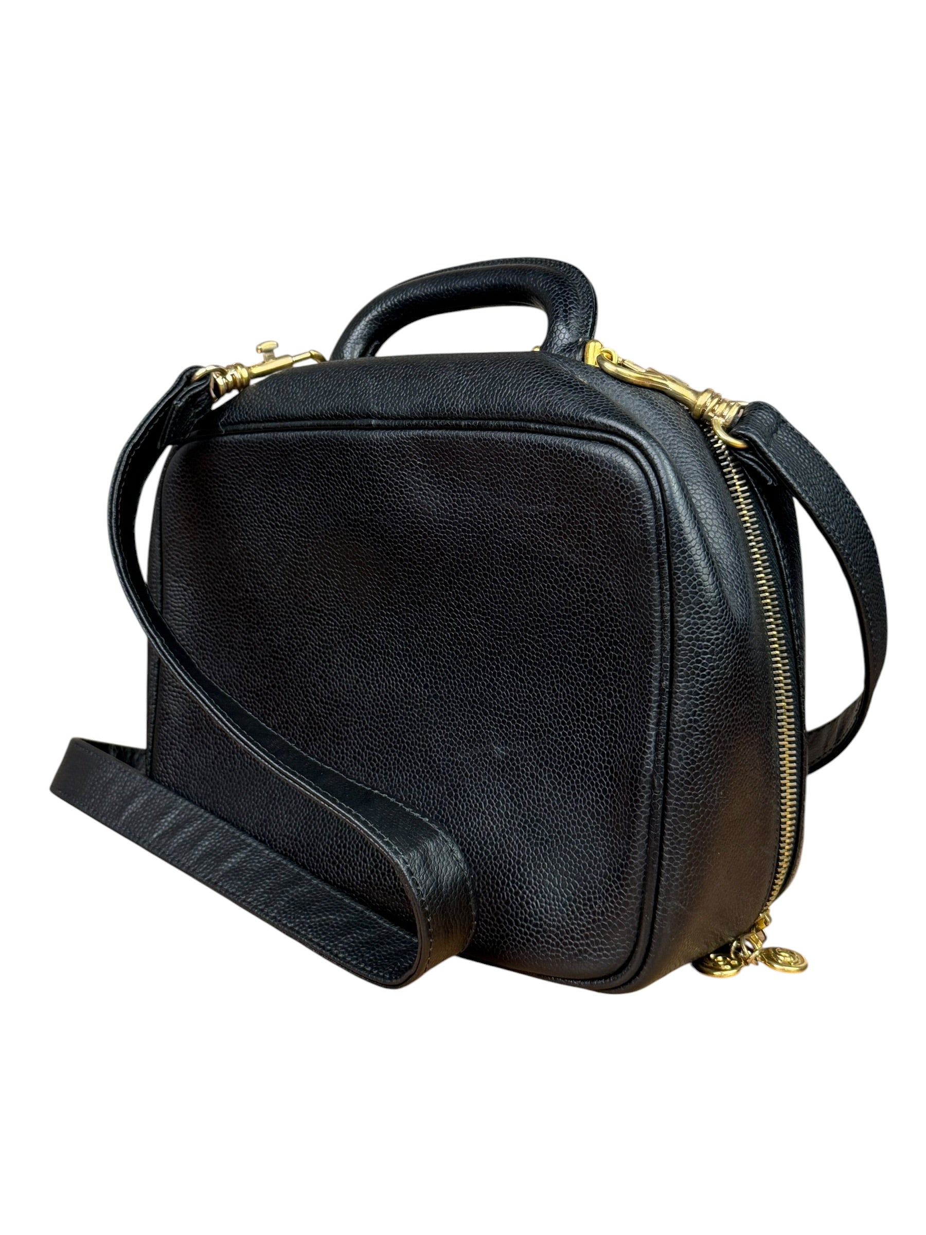 Chanel Black Caviar Leather Vanity 2Way Handbag '96-'97