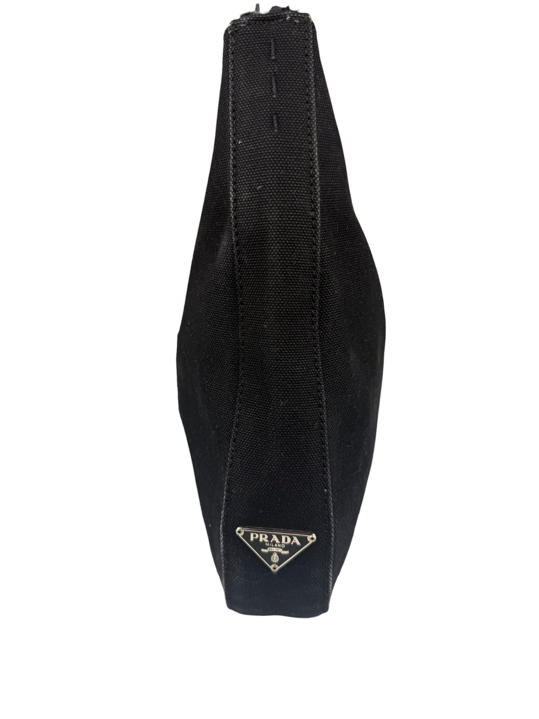 Prada Vintage Black Canvas Shoulder Bag