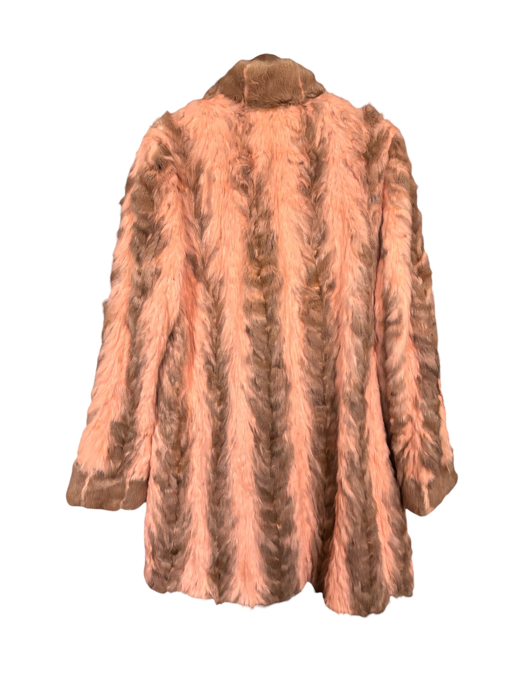 Vintage Pink/Brown Rabbit Fur Coat
