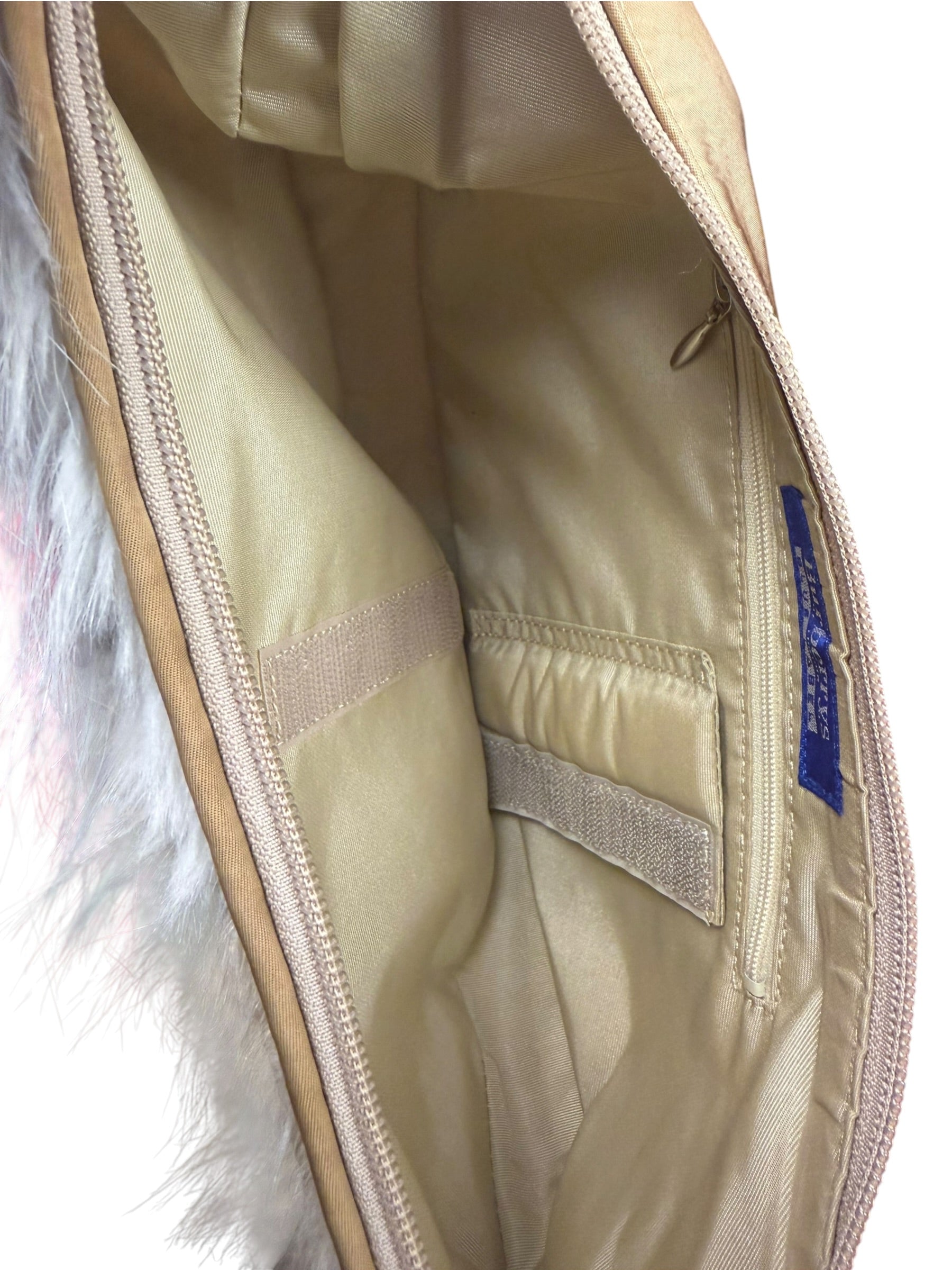 Burberrys Vintage Blue Label Beige Faux Fur Trimmed Shoulder Bag