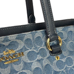 Coach Blue Leather Trim/Denim Signature Station Shoulder Bag