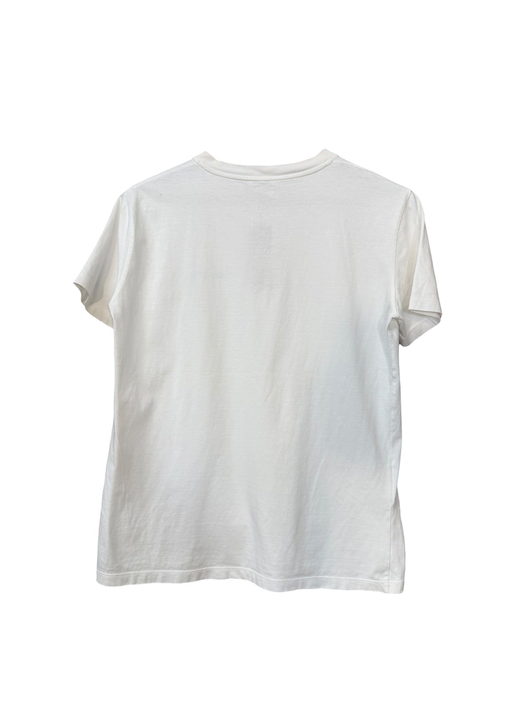 Miu Miu White Blue Embroidered Logo T-Shirt