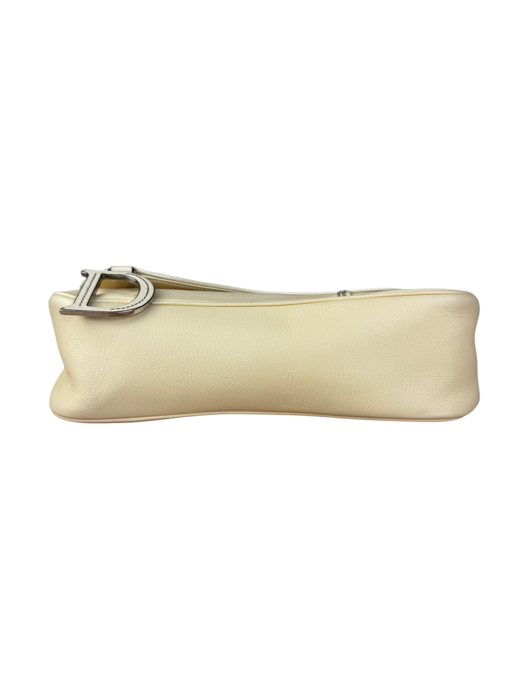 Christian Dior Vintage Beige Leather Stitch Saddlebag