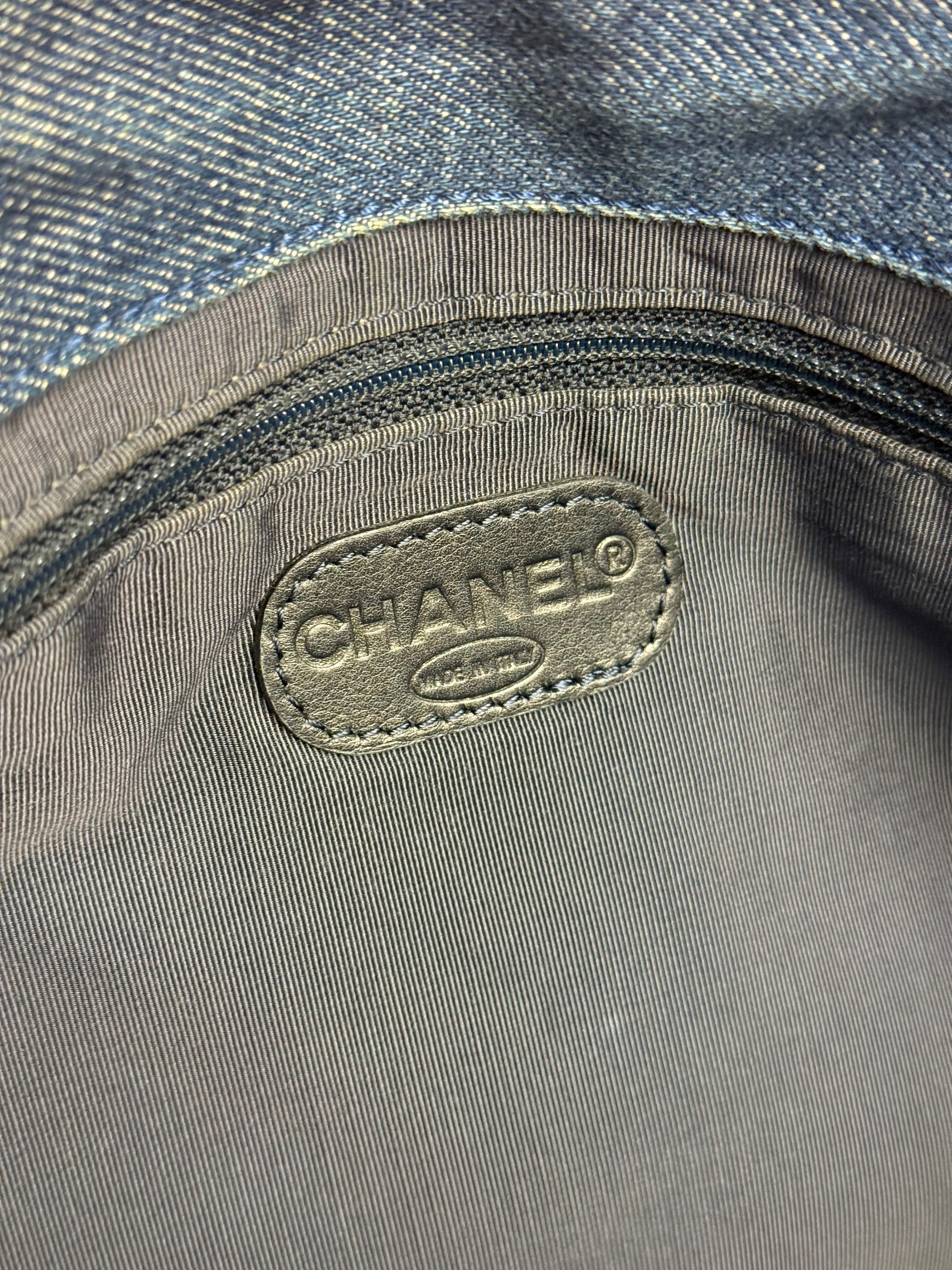 Chanel Denim CC Leather Lined Tote Bag 2001