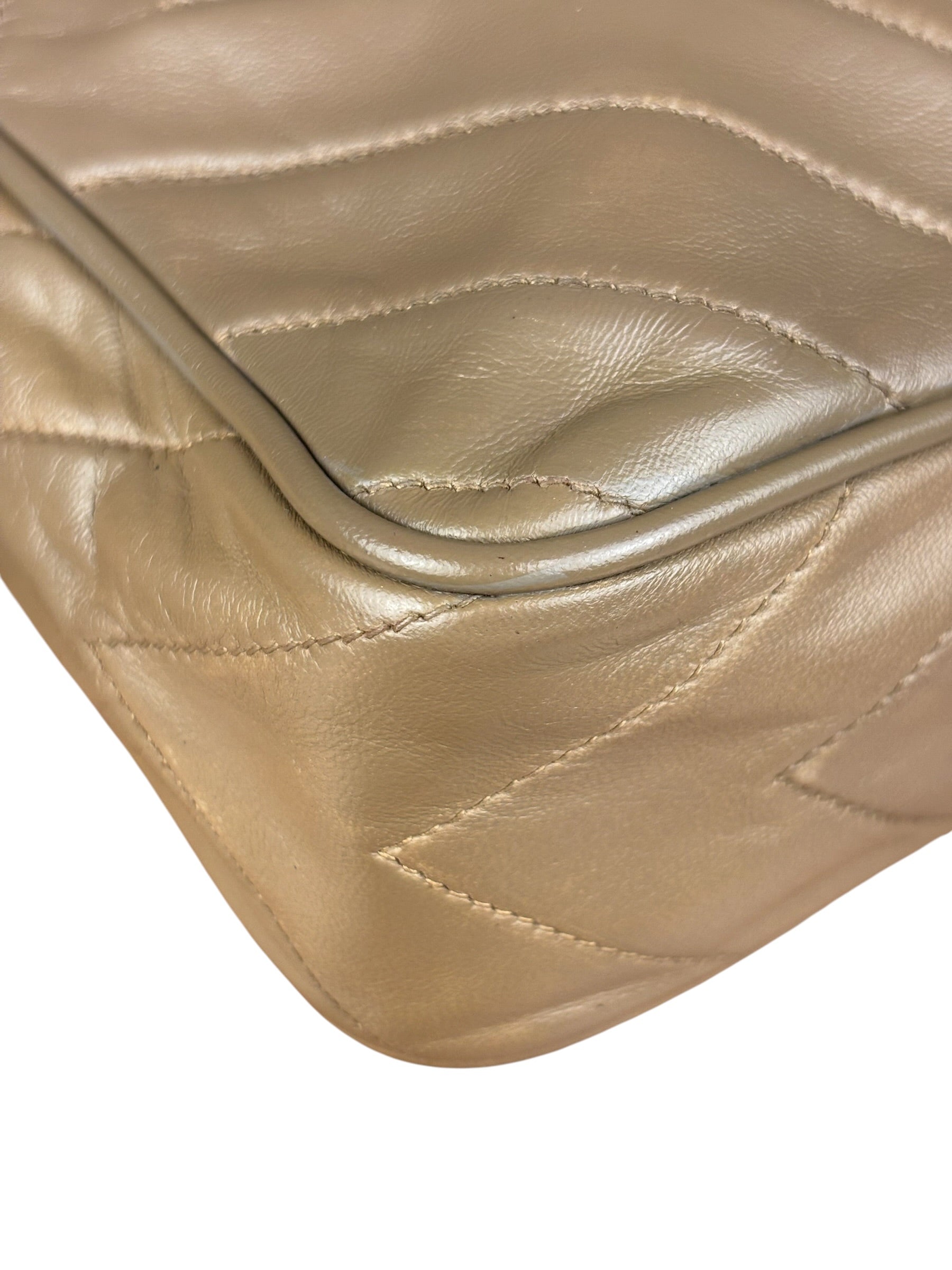 Chanel Tan Beige Chevron Leather Camera Case
