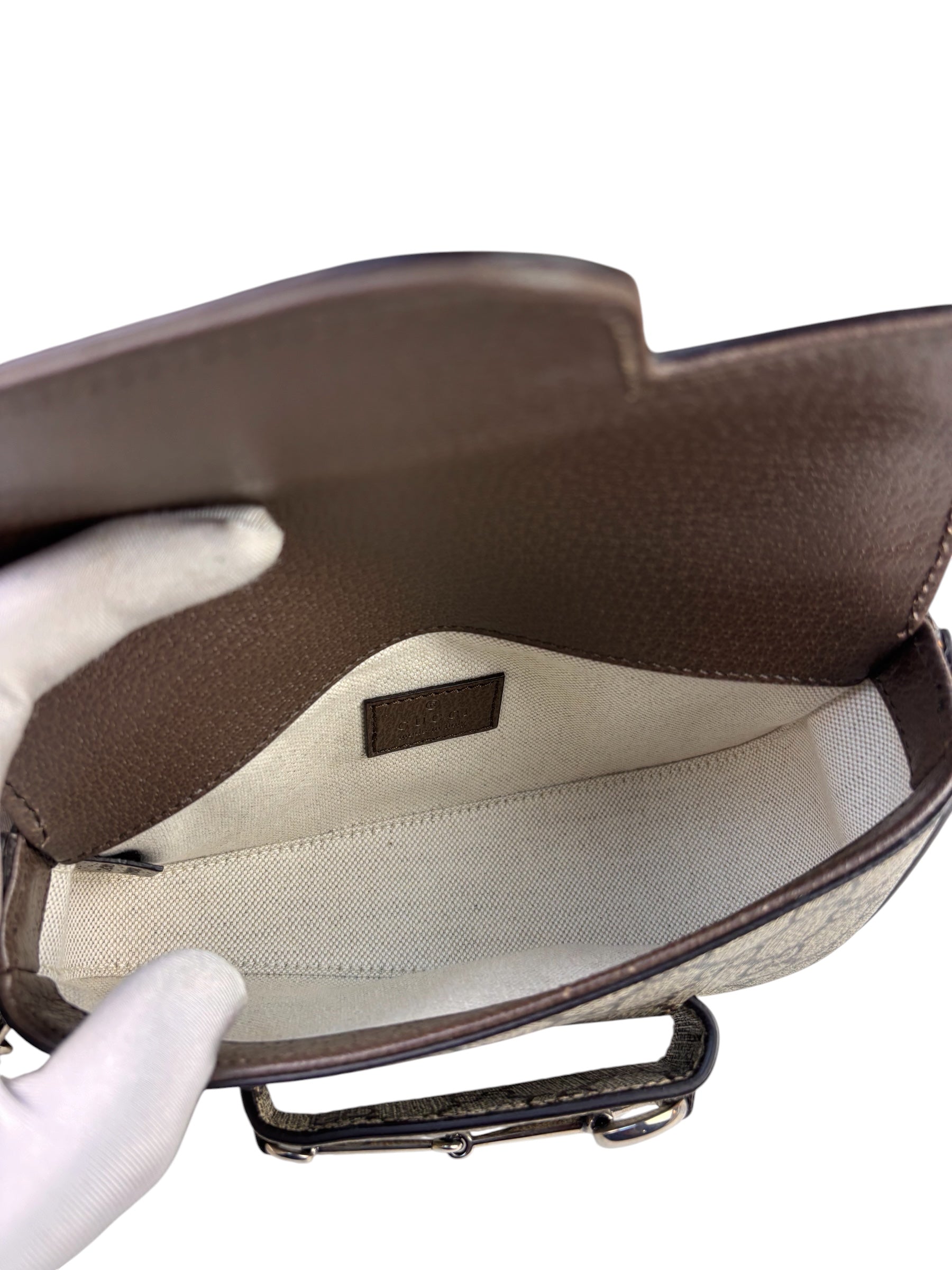 Gucci Beige Leather GG Horsebit 1955 Asymmentric Two-Way Bag