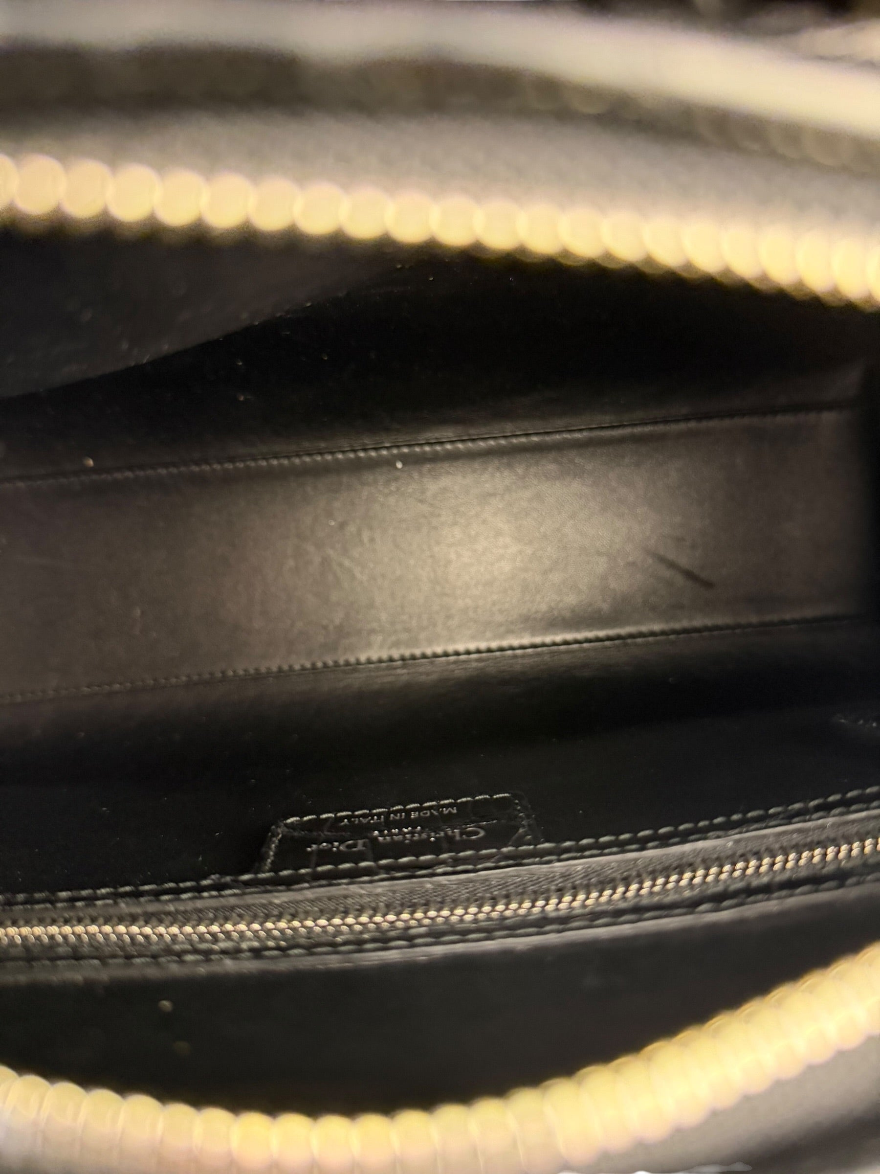 Christian Dior Rare Black/Navy Croc Embossed Lady Dior Handbag
