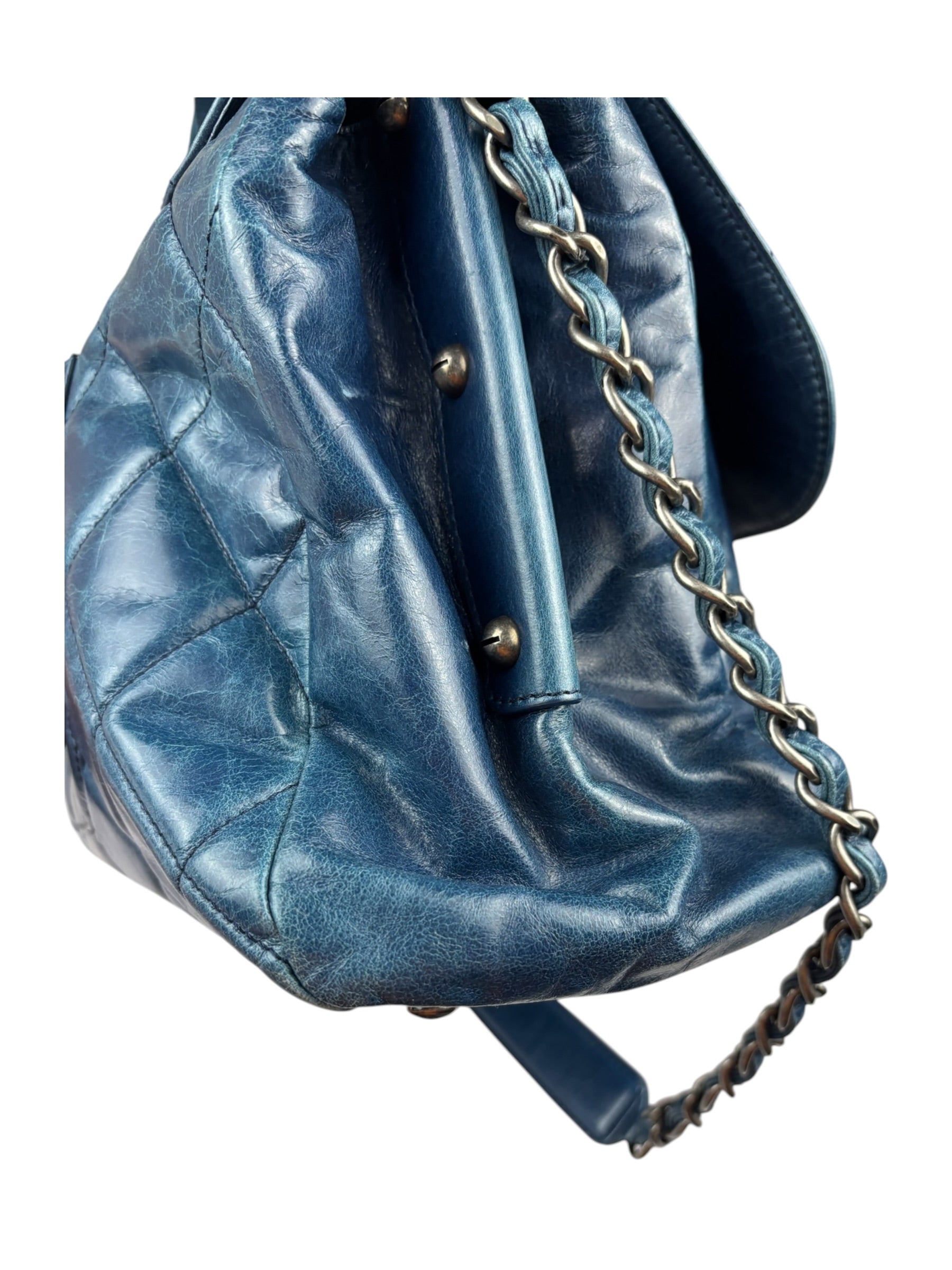 Chanel Blue Quilted Calfskin Large Convertible Boy Two-Way Bag 2012