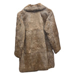 Vintage Brown French Rabbit Fur & Acetate Satin Long Coat