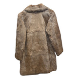 Vintage Brown French Rabbit Fur & Acetate Satin Long Coat