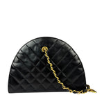 Chanel Vintage Black Quilted Lambskin Half Moon Shoulder Bag 1989