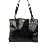 Chanel Black Patent Floral Cutout Tote (Patent Damaged) 2003