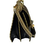 Fendi Black Leather Kan I Scallop Edge Flap Bag
