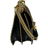 Fendi Black Leather Kan I Scallop Edge Flap Bag