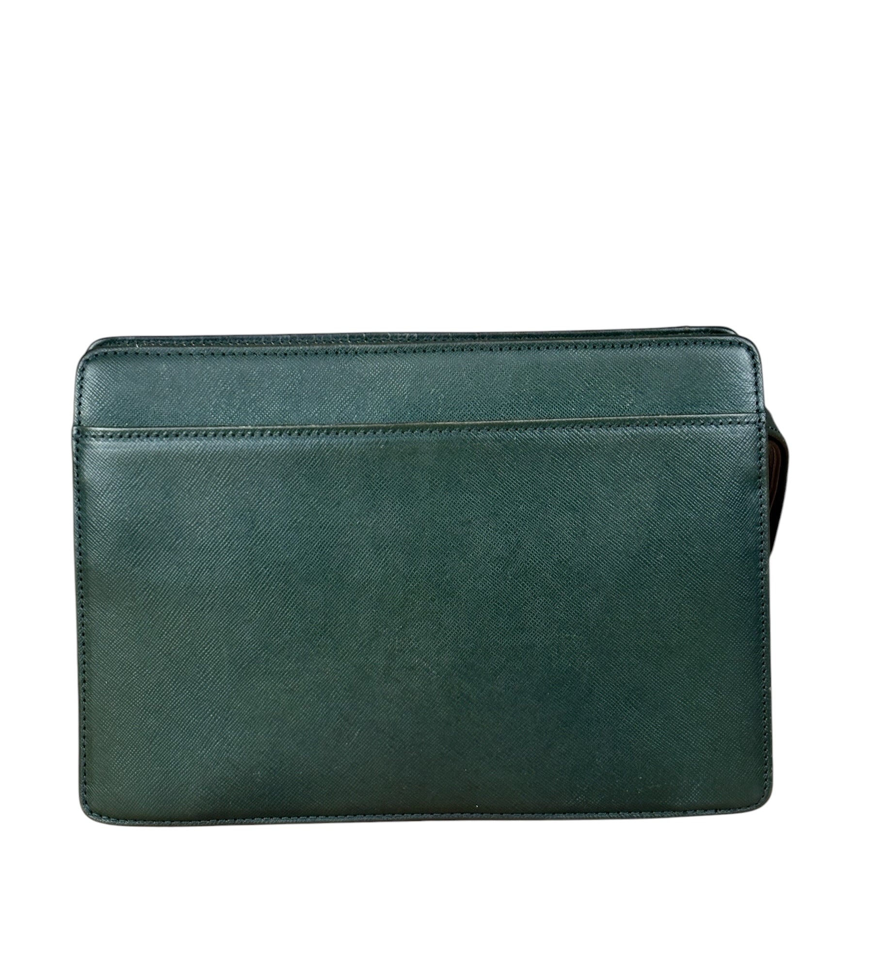 Burberry Dark Green Saffiano Leather Clutch