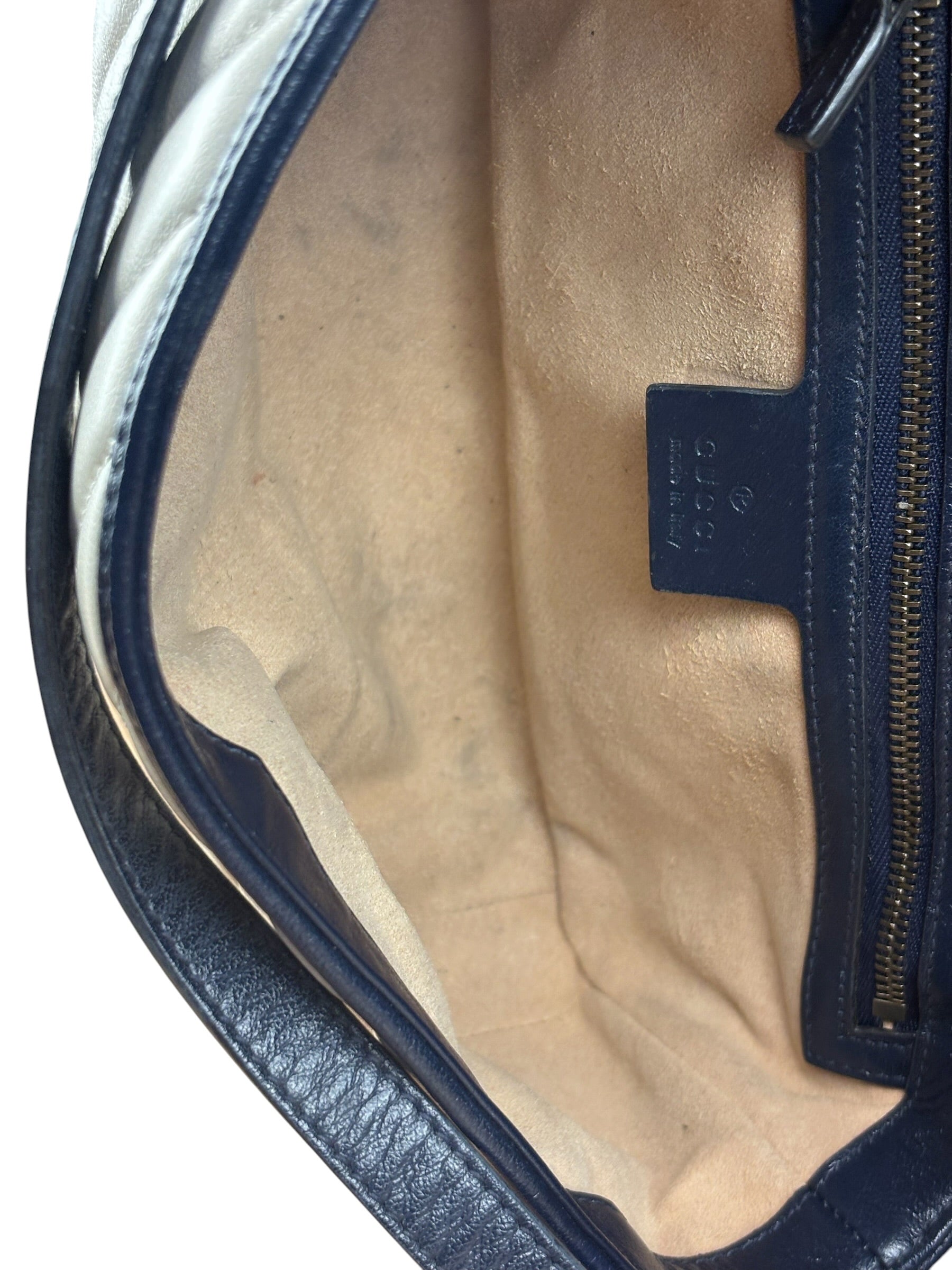 Gucci GG Marmont Cream & Navy Flap Bag