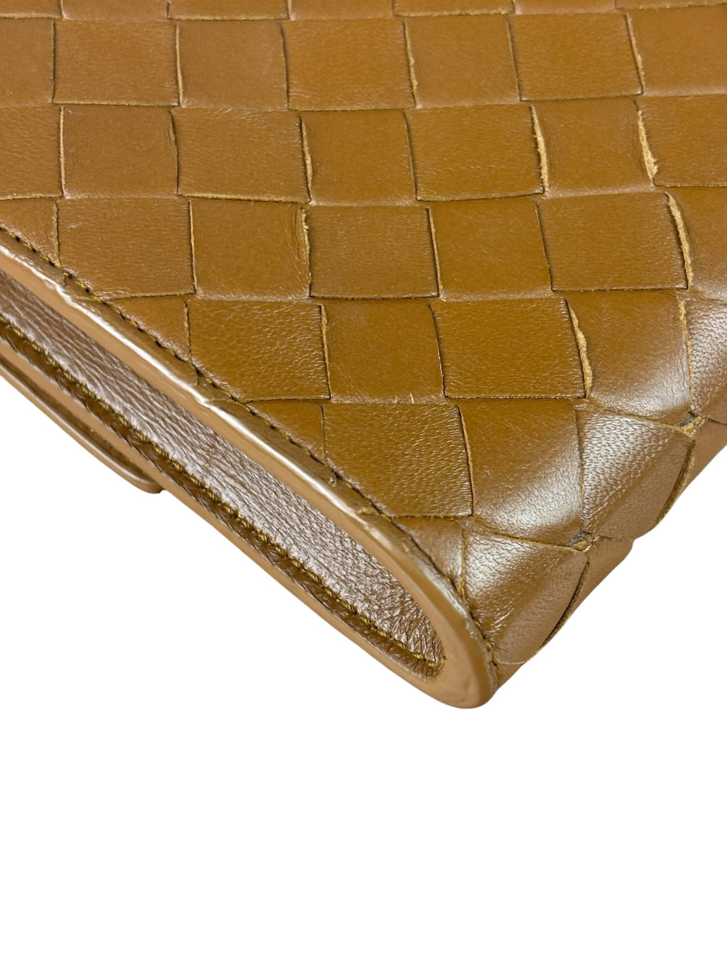 Bottega Veneta Caramel Leather Intrecciato Adiamo Clutch