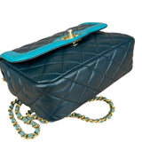 Chanel Quilted Mini Two-Tone Blue Day Flap Bag 2017