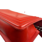Chanel Red Leather Reverso Boy Flap Bag