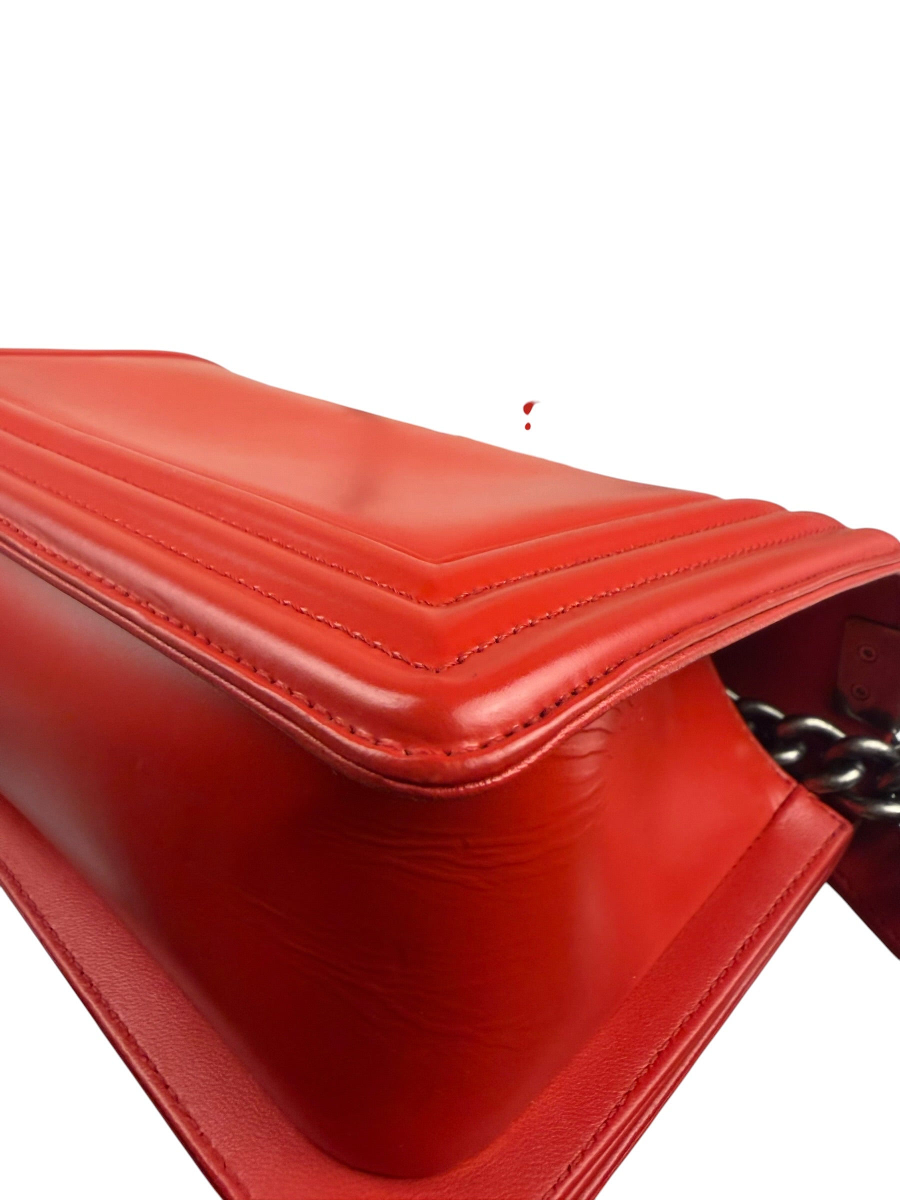 Chanel Red Leather Reverso Boy Flap Bag