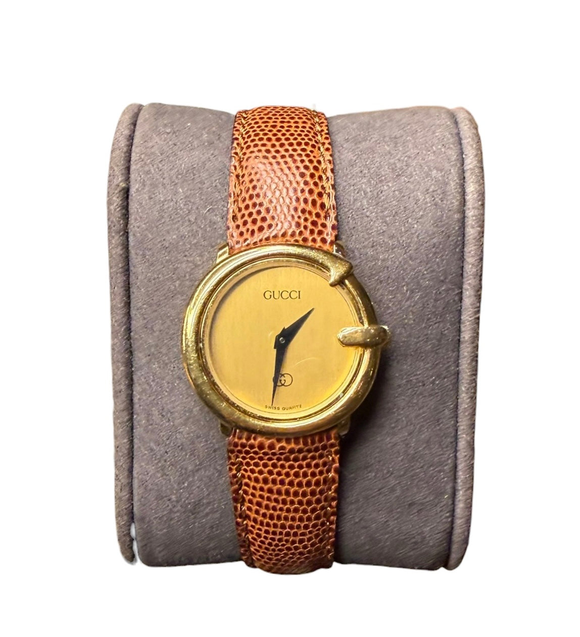 Gucci Champagne Round Dial Brown Strap