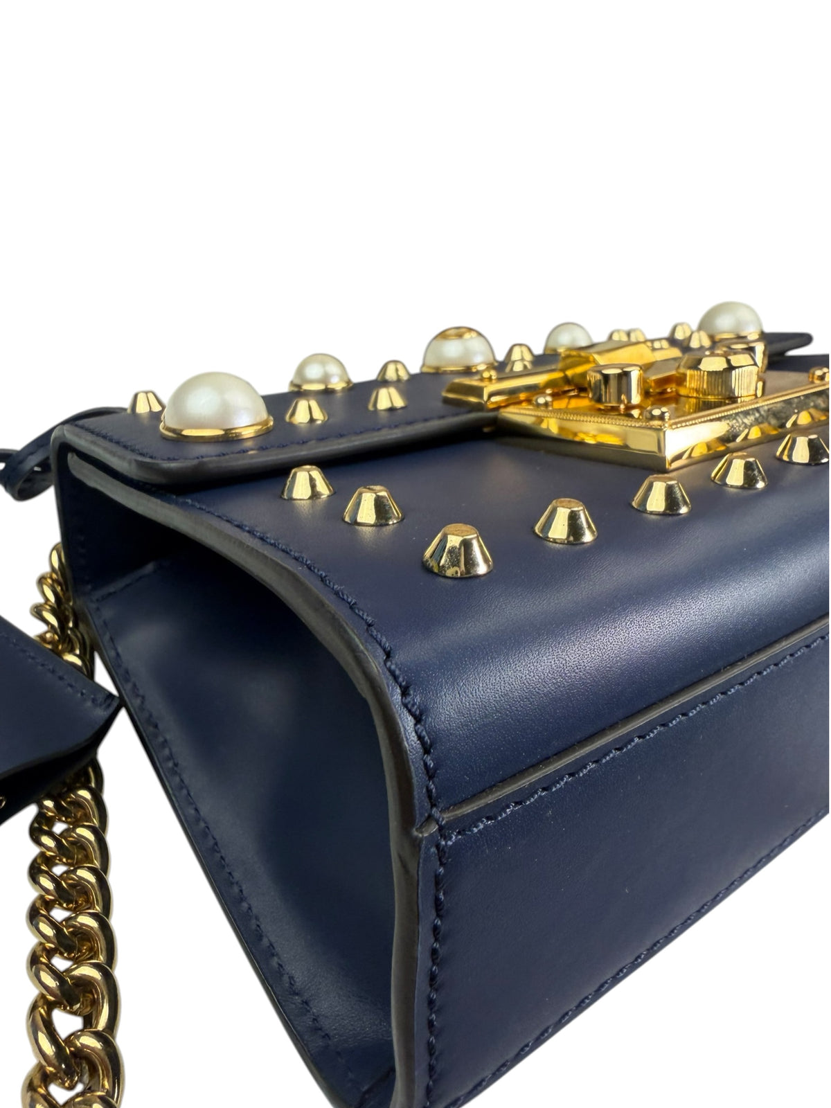 Gucci Navy Leather Small Padlock Shoulder Bag