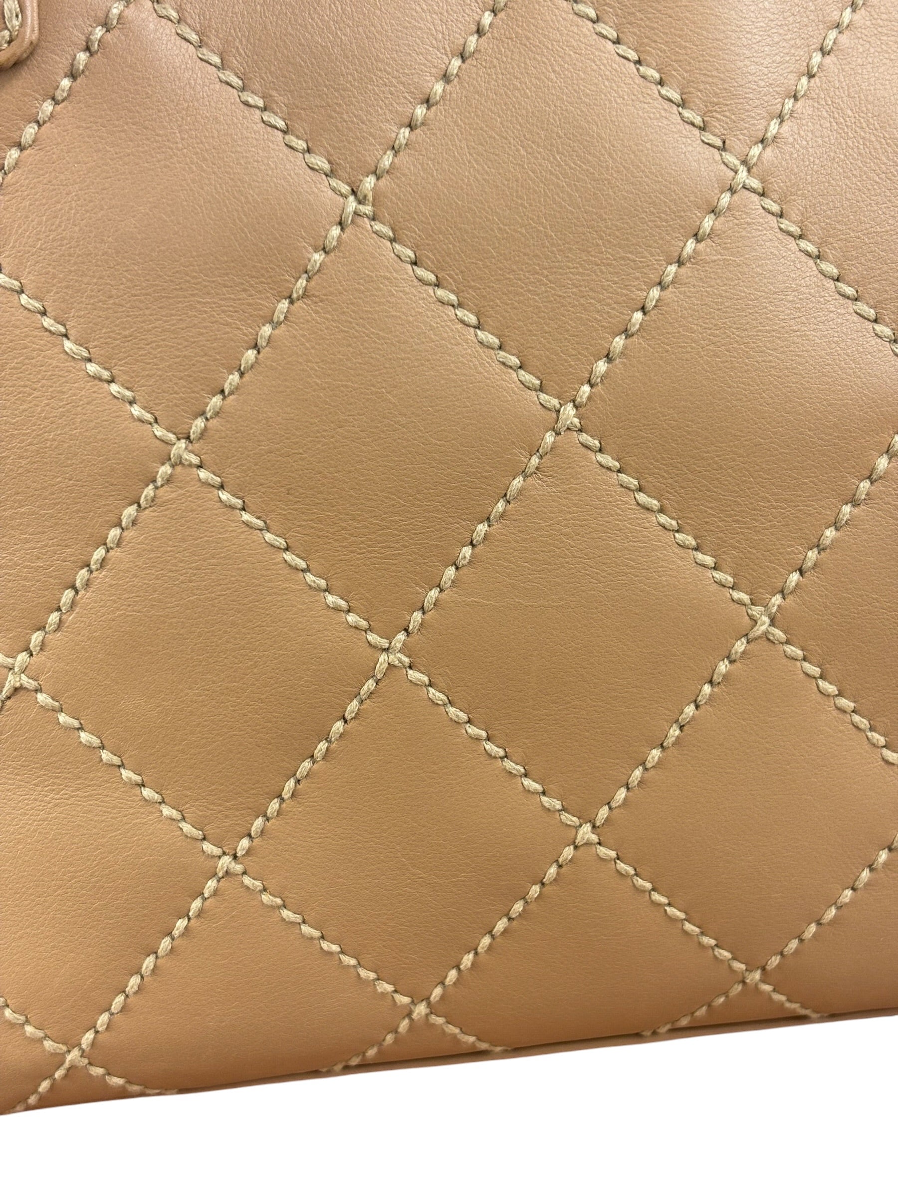 Chanel Vintage Beige Wild Stitch Small Tote Bag 2003