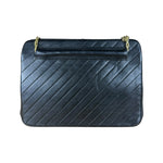 Chanel Vintage Black Chevron Leather Chain Bag